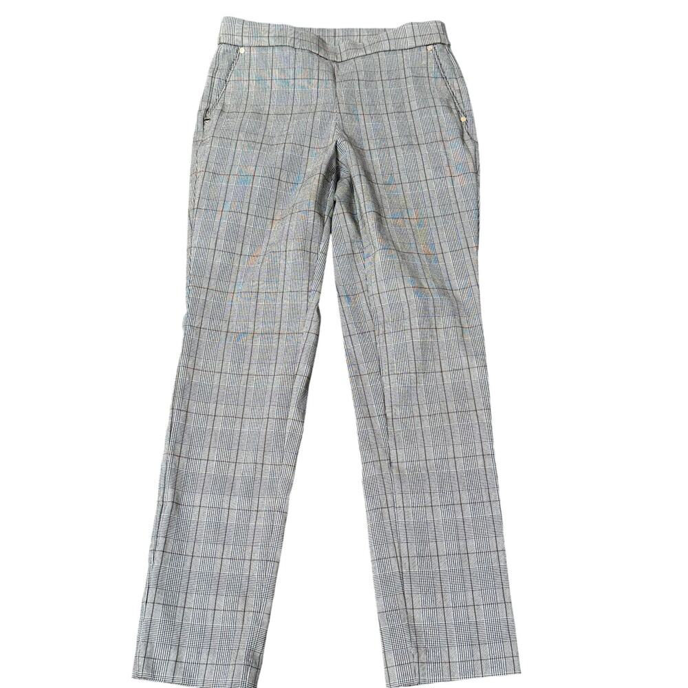Anne Klein Plaid Patterned Pull-On Pants, Size S